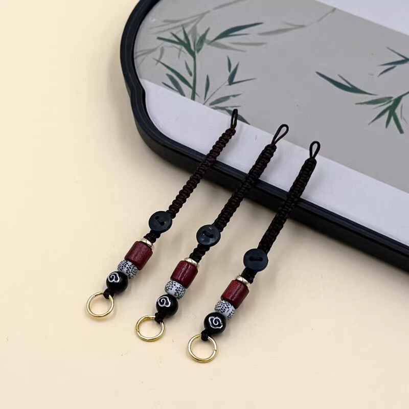 Hand-Woven Keychain Lanyard with Anti-Loss and Anti-Fall Features, Glass Bead Decorative Pendant, Unisex Personalized Accessory Hand-Woven Keychain Lanyard with Anti-Loss and Anti-Fall Features, Glass Bead Decorative Pendant, Unisex Personalized Accessory
