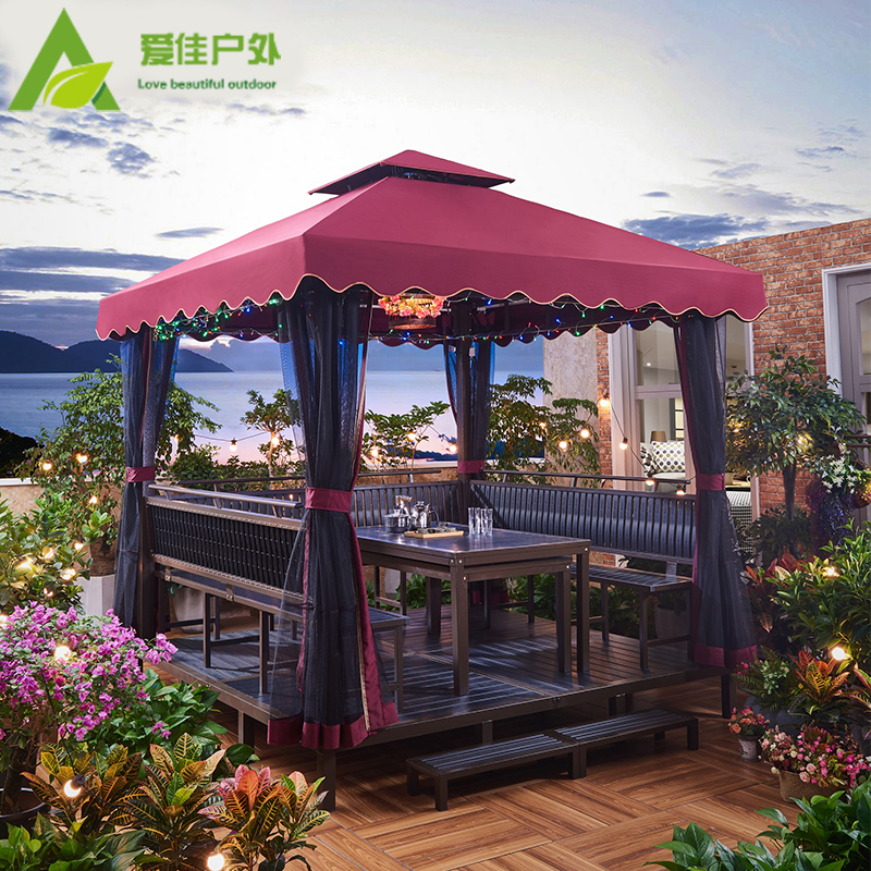 Outdoor sun leisure gazebo courtyard garden villa luxury barbecue pavilion European style Roman rain canopy awning