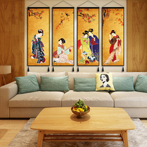 Bed and breakfast decorative fabric Decorative painting Lady figure Japanese style Bedroom headboard Living room wall cloth channel hanging painting mural