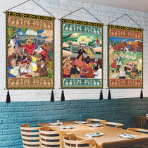 Xinjiang Ethnic Festival Elements Cloth Art Hanging Paintings Hanging Cloth Themed Dining Room Decorations Cloth Paintings Hotel Folk Hangers Tapestries