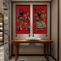 Door god ward off evil spirits Town house Chinese fabric hanging painting Tapestry Living room passage background Room door decorative painting hanging cloth mural