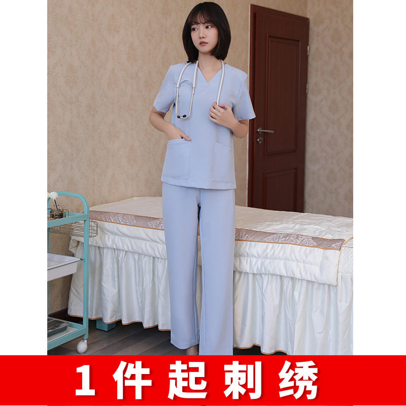 Duozhi wash clothes men and women uniform Stomatology doctor operating room suit set nurse spring split brush handwear