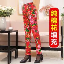 Northeast big flower cloth handmade cotton clothes pure cotton cotton pants adult ladies thickening warm and slim ethnic style costumes