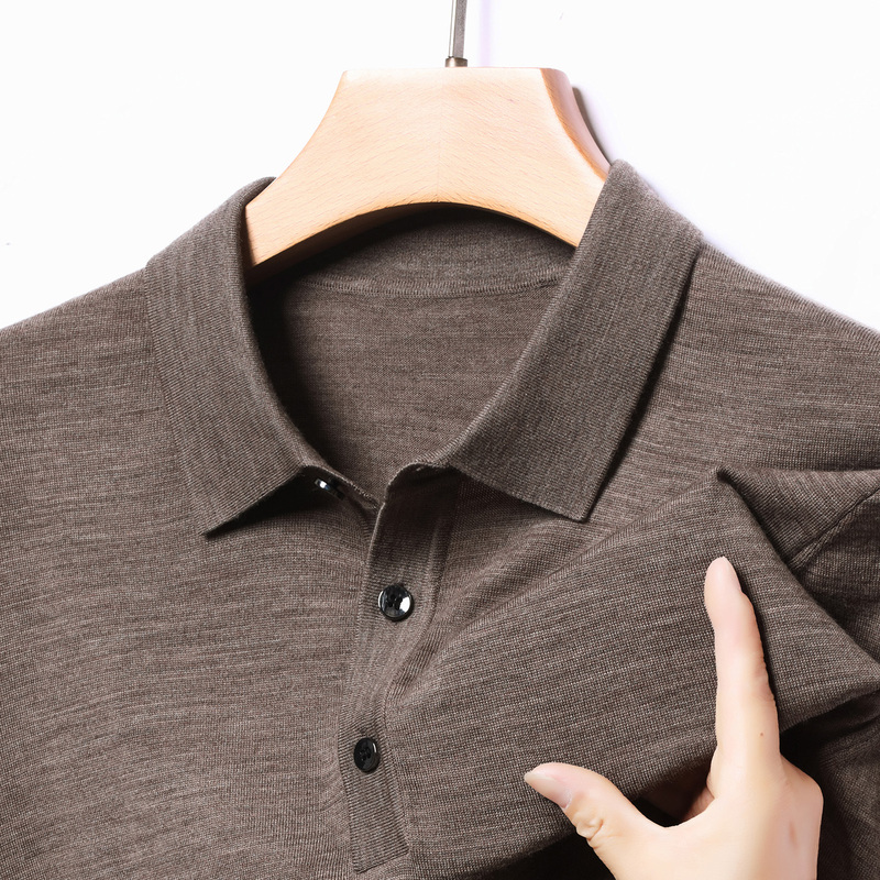 [Machine Washable] Fine-Spun Men's Pure Wool Lapel Long-Sleeve Pullover Sweater, Simple Casual Wool Knitwear