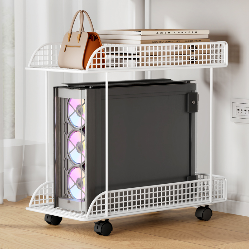 Household desktop computer under the desk host placement bracket with wheels removable chassis base multi-function storage rack