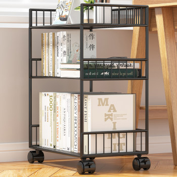 Under-desk bookshelf office floor-standing desktop storage bookcase trolley with wheels movable dormitory simple storage rack