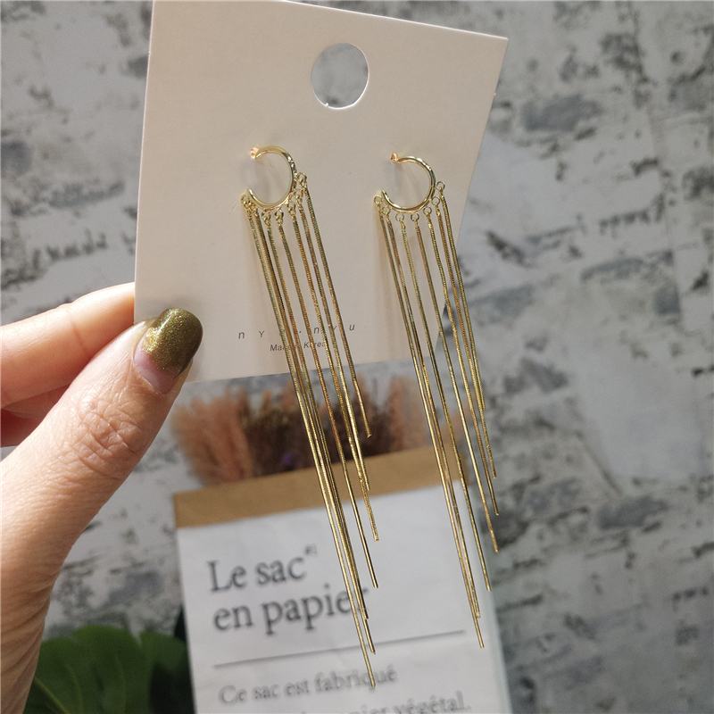 Thin long version of tassel earrings for women Korea 2019 new sterling silver needle earrings ladies temperament all-match ear needles