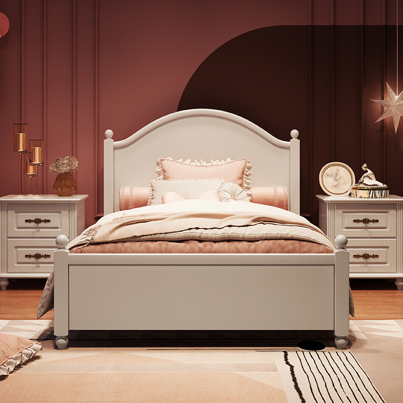 Full solid wood children's bed girl bed 1 5 m boys modern simplicity about 1 2 m white American solid wood bed princess bed
