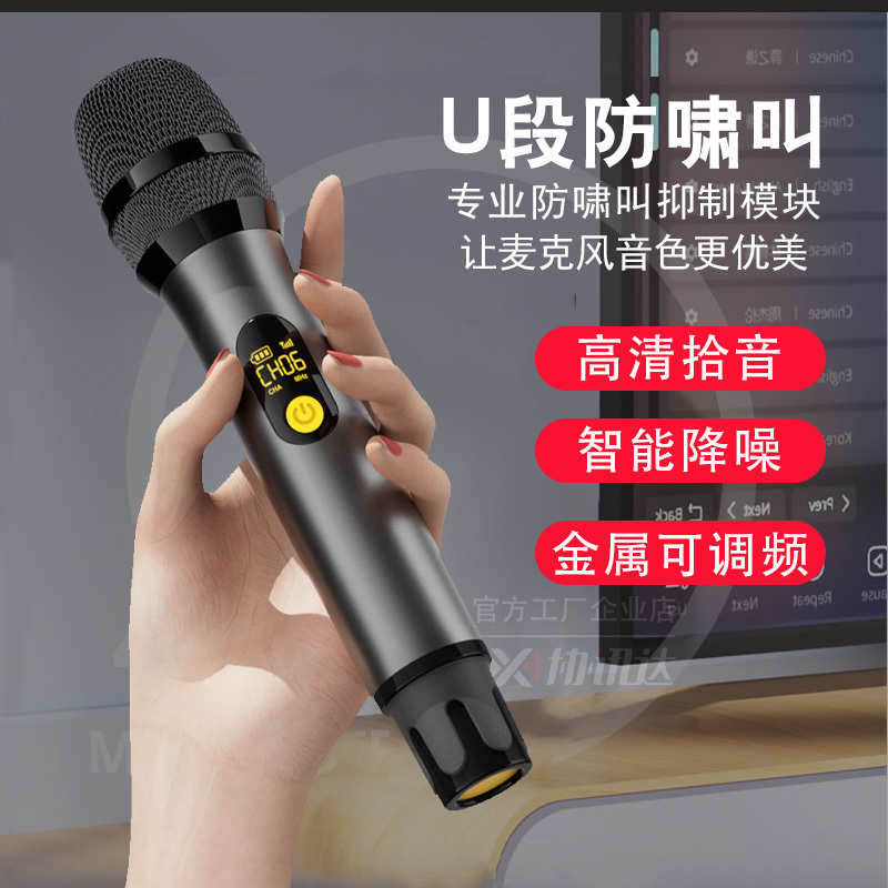 Universal Metal Rechargeable U-Band Fm Handheld Microphone Mixer Amplifier Outdoor Performance Wireless Microphone