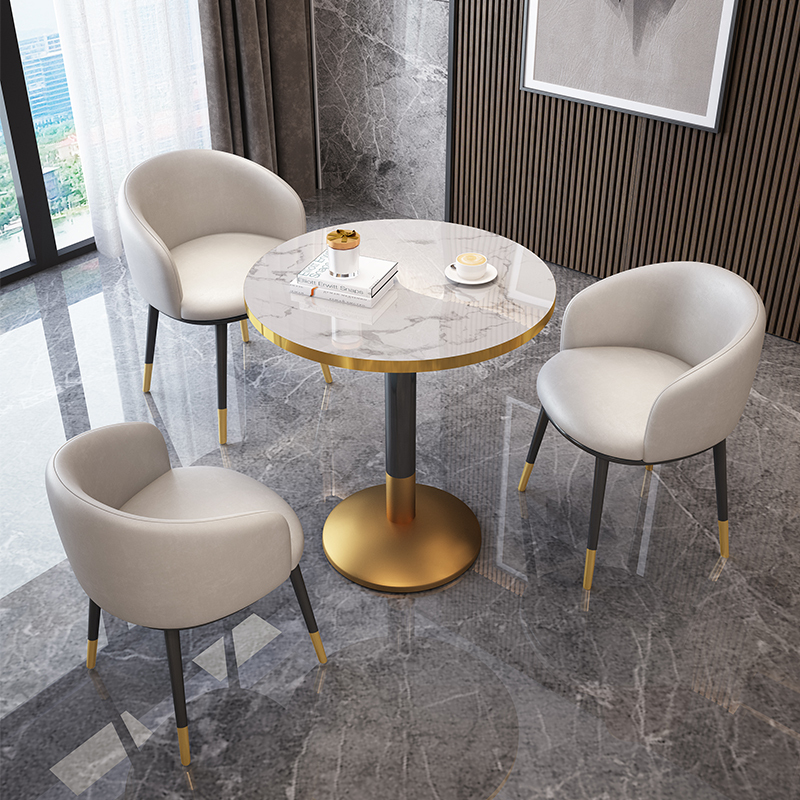 Light Luxury Small Round Table Set, Popular on Social Media, Suitable for Cafes, Shops, Reception Areas, Modern Office Meeting and Negotiation Tables and Chairs