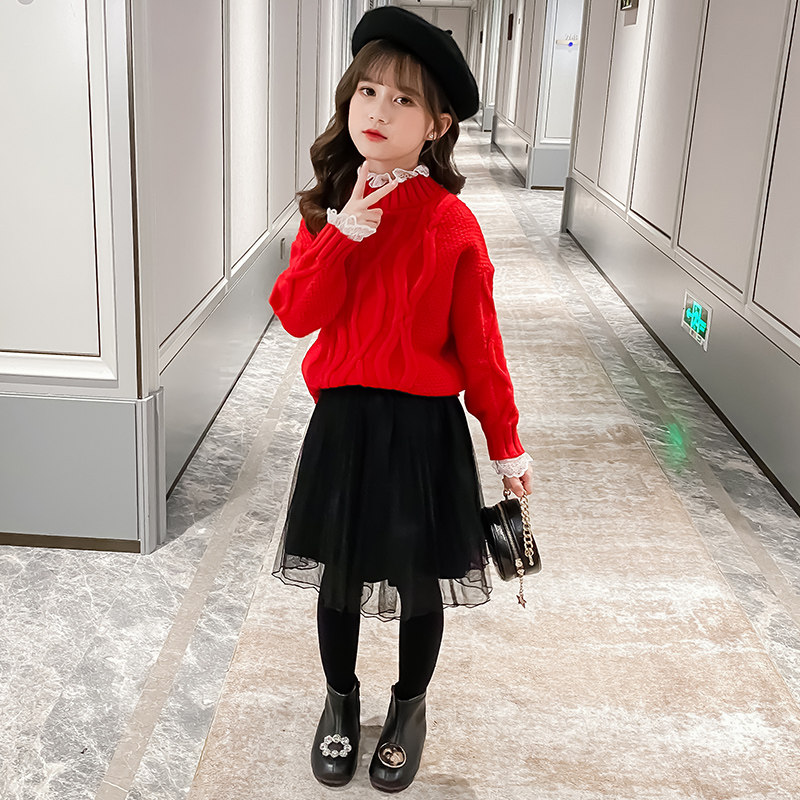 Girls' Autumn Skirts Autumn 2022 New Velvet Mesh Skirts Children's Korean Version Western Style All-match Short Skirts