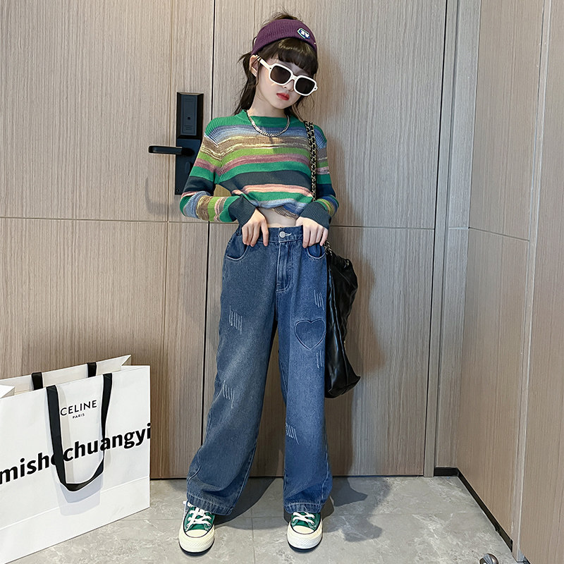 Girls suit spring gas 2023 new Korean casual children's clothing spring and autumn fashion jeans two pieces