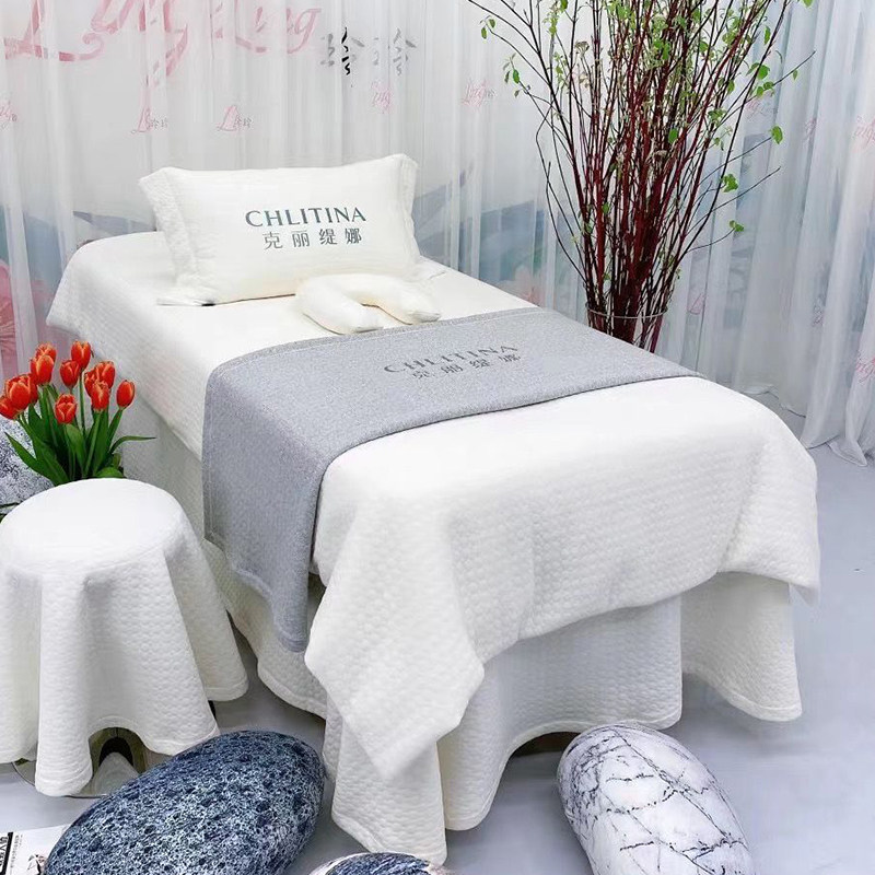 Beauty salon bed cover four sets Nordic wind pure cotton knit quilt cover set for logo bed cover sheet massage bed cover