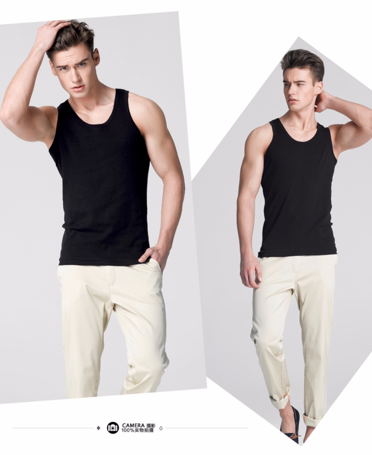 3 mảnh áo vest nam Nam Cực mùa hè co giãn đất nam 100% cotton nam mùa hè hai xương sườn áo lót nam