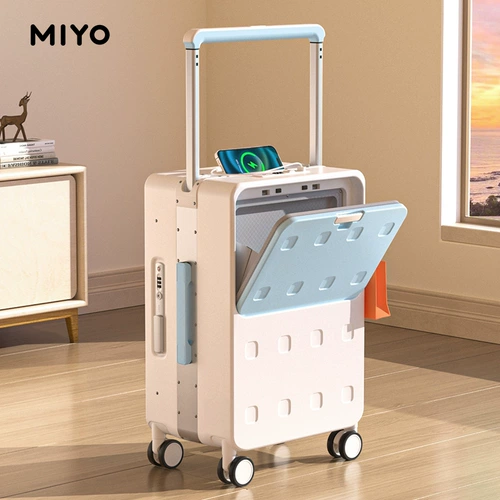 MIYO Чемодан с передним открытием, новинка 2025 года, с боковым открытием, крышка, пароль для посадки, сверхлегкий широкий дорожный кожаный чемодан на колесиках