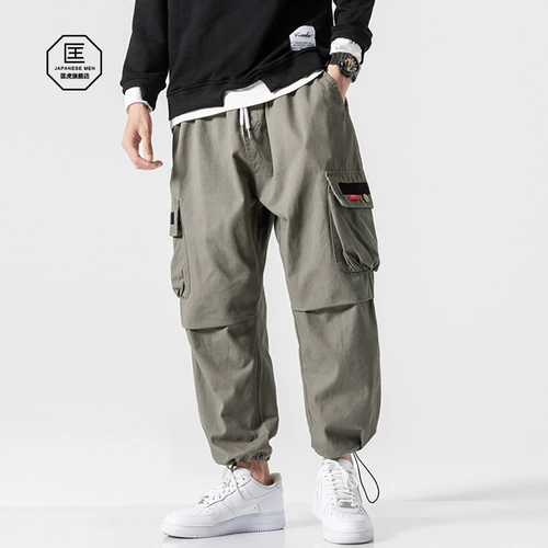 Японские демисезонные утепленные трендовые штаны для отдыха, большой размер, свободный прямой крой, оверсайз, в корейском стиле