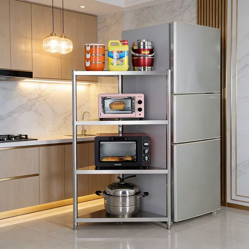 Corner Stainless Steel Tripod Kitchen Triangle Storage Rack Floor-Standing Multi-Layer Corner Storage for Bathroom and Toilet Miscellaneous Items Corner Stainless Steel Tripod Kitchen Triangle Storage Rack Floor-Standing Multi-Layer Corner Storage for Bathroom and Toilet Miscellaneous Items