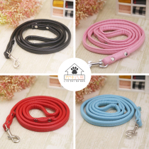 Dog Leash Dog Chain Teddy Bomei Small and Medium Dog Walking Leash PU Leather Cute Girl Leather Pink Color