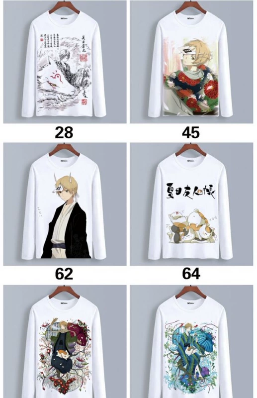 Tài khoản bạn bè Natsume Giáo viên mèo Guizhi Áo phông dài tay nhân dân tệ thứ hai mùa thu nam và nữ Anime quần áo xung quanh - Carton / Hoạt hình liên quan hình dán công chúa elsa