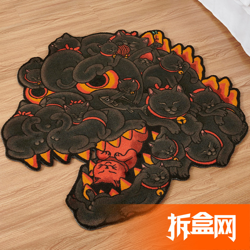 现货OFFART阿壬百猫红莲哥斯拉家居日系潮流艺术地毯，拆盒揭秘