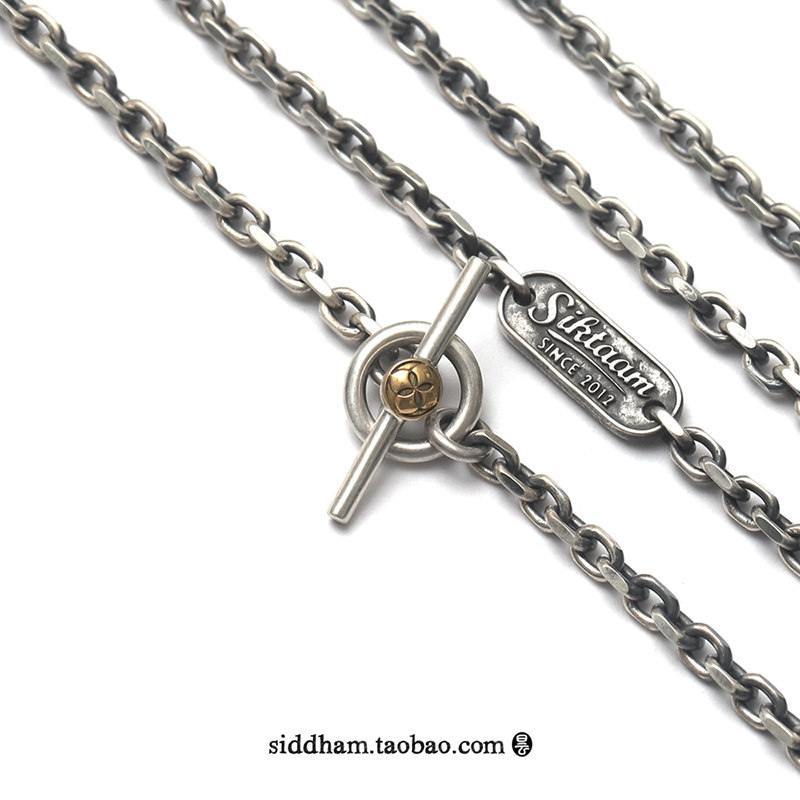 Good in the pan ~ new light luxurious 3mm taijiao chain 925 pure silver necklace for men and women retro temperament 100 hitch OT buckle chain original-Taobao