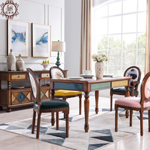 American solid wood dining table and chair combination simple retro living room multi-functional rectangular dining table small apartment dining table