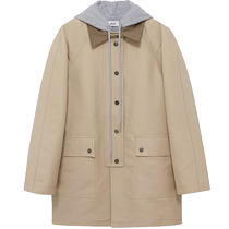 dzzit hooded windbreaker jacket spring and autumn counter new urban casual style corduroy collar stitching for women