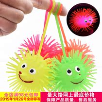 Luminous hair ball soft gel vent toys childrens night market stalls supply flash elastic jumping ball wholesale