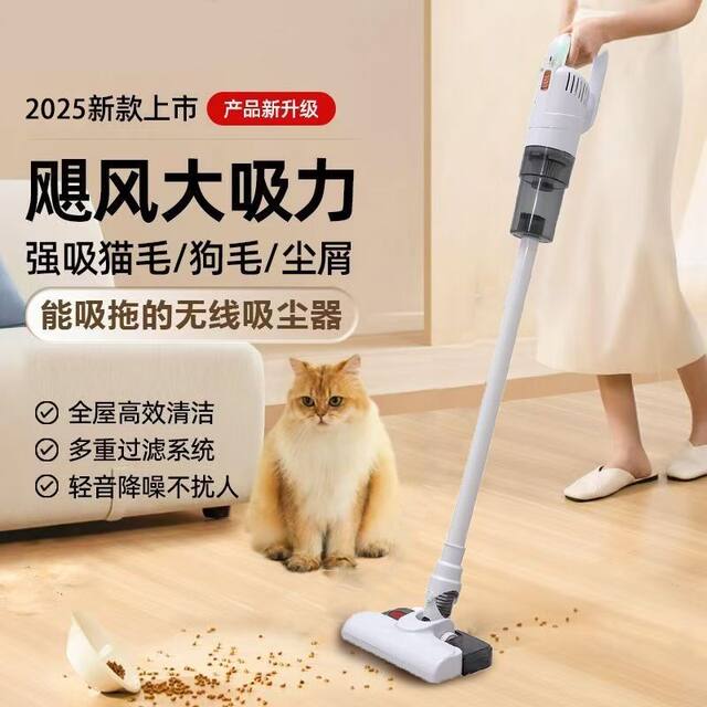 Wireless Vacuum Cleaner with Suction and Mopping Functions, Multifunctional for Home Use, Handheld, Rechargeable, High-Power, for Dust Removal and Pet Hair
