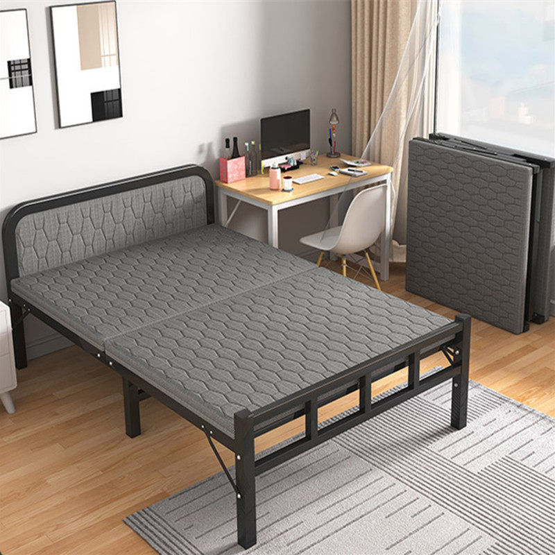 Folding bed sheet household bedroom lunch break small bed rental room hard board iron bed frame reinforced simple bed extra bed 1 2 meters - Taobao