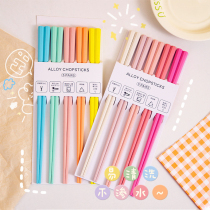 Colorful Chopsticks High Face Value Home Day Style Cute Teenage Girl Hearts Macaron High Temperature Resistant Chopsticks Suit for Chinese New Year