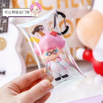 Blind box storage artifact girl heart transparent doll display stand Childrens cute key Doll Doll bag blind bag