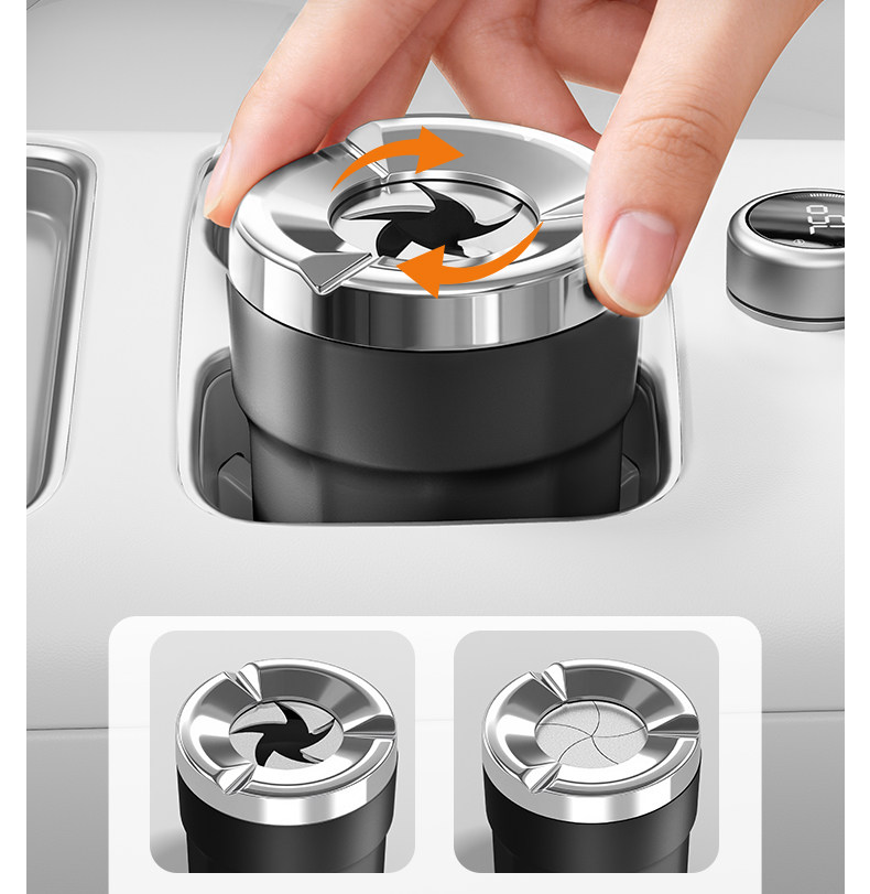 Cross-border bestseller: Car ashtray with rotating lid, high-end design for use inside the car, prevents ash from falling, a magical smoking accessory