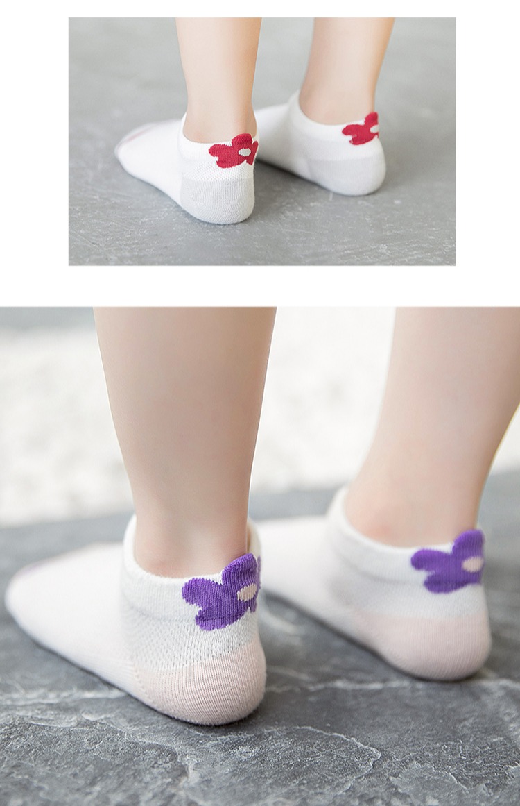 Vớ trẻ em cotton mùa xuân và mùa thu mỏng phần bé gái mùa hè hoa nhỏ ba chiều dễ thương vớ bé 1-3-5-7-9 tuổi - Vớ tất lót lông 