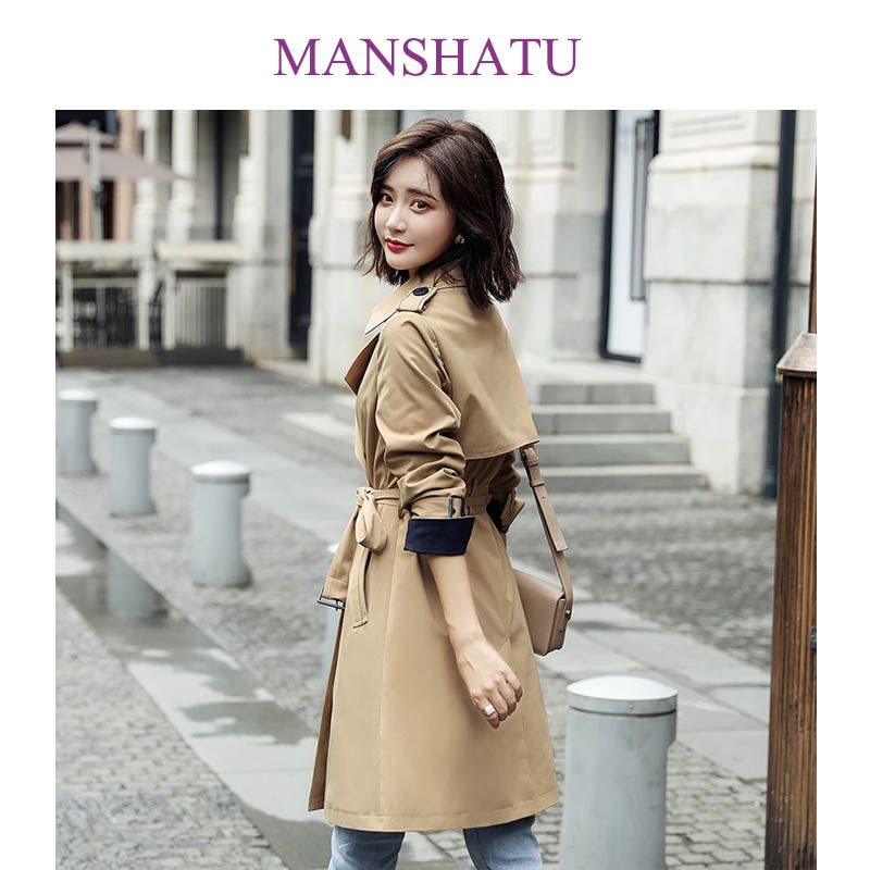 Wind coat with long version 2020 Fall new minimalist pure color Classic Inn Wind Spring autumn jacket Ladies anti-wrinkle sensation