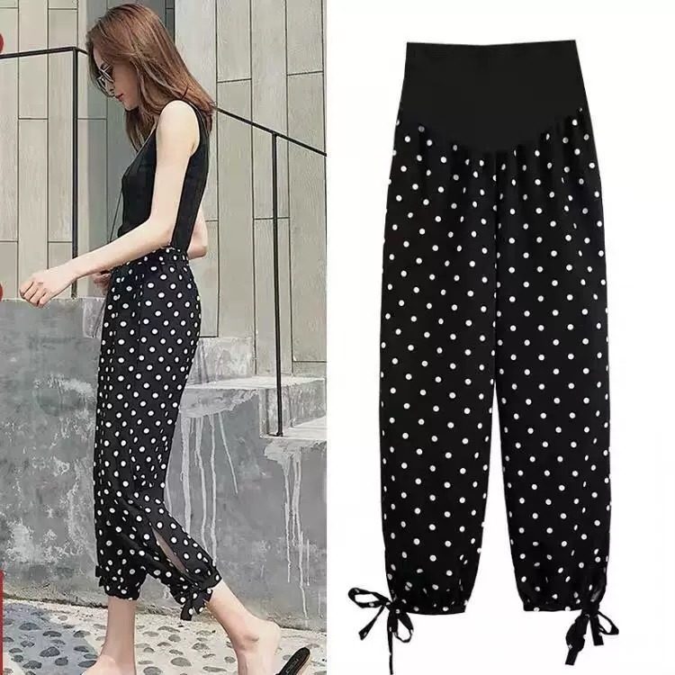 Maternity pants Spring and summer thin models wear fashion loose nine-point chiffon wide-leg pants bloomers base maternity clothes