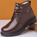 Кожаная зимняя утепленная высокая обувь, кожаные сапоги, воловья кожа, 2023, из натуральной кожи