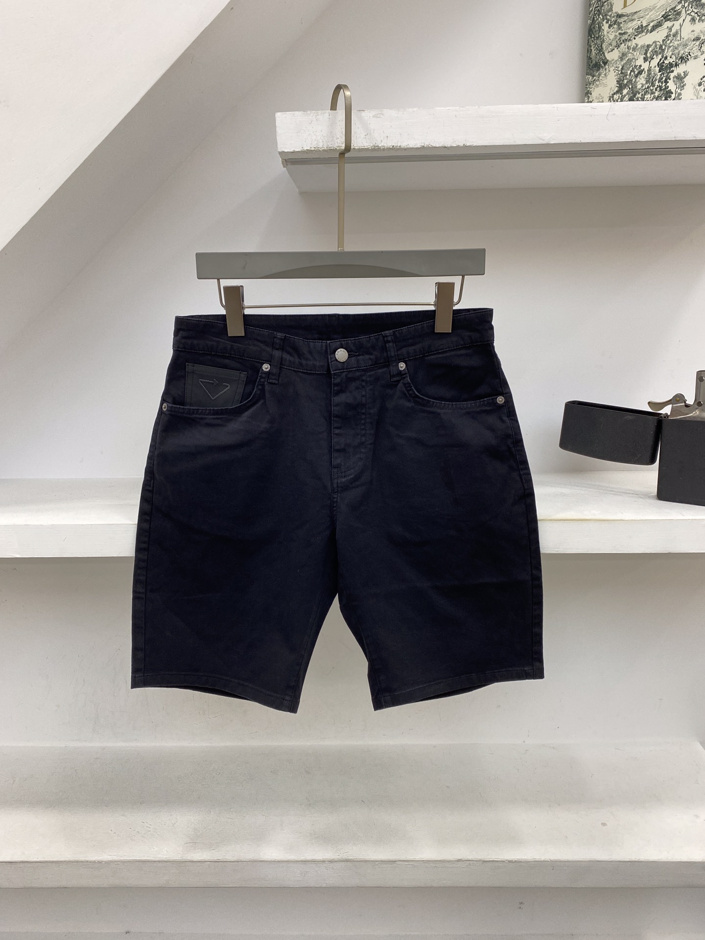BlackSzpradag P Pujia new pattern summer classic bottom pocket triangle Iron standard business affairs Versatile leisure time Denim shorts