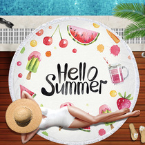 Watermelon cute girl thickened round seaside ins beach towel paving mat Yoga mat Oversized picnic mat Bath towel