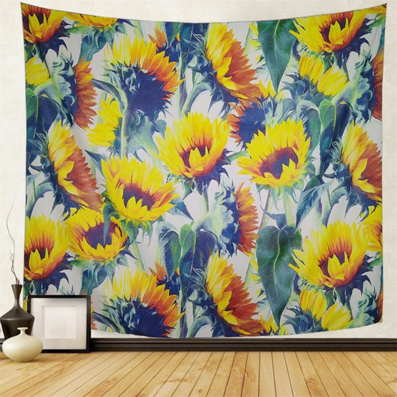 Cây hướng dương tươi Mediterranean ins tấm thảm treo nền vải bọc phòng ngủ xưởng tường - Tapestry tham trang tri