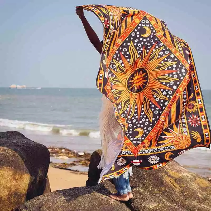 Mandala dân tộc Đông Nam Á trang trí màn quá khổ chụp nền vải tường cho thuê phòng trang trí tấm thảm thảm trang trí phòng khách đẹp