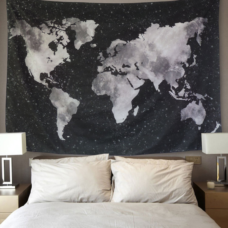 Châu Âu và Hoa Kỳ màu đen đầy sao galaxy tấm thảm phòng ngủ trang trí ký túc xá in treo vải nền vải giường tự treo tường vải thảm treo tường giá rẻ