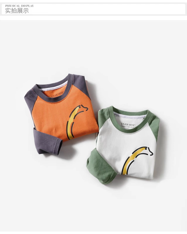 Xiaohu Baoer boy áo thun cotton nguyên chất 2018 xuân hè mới lớn áo sơ mi nữ trẻ em sơ mi dài tay áo sơ mi thủy triều