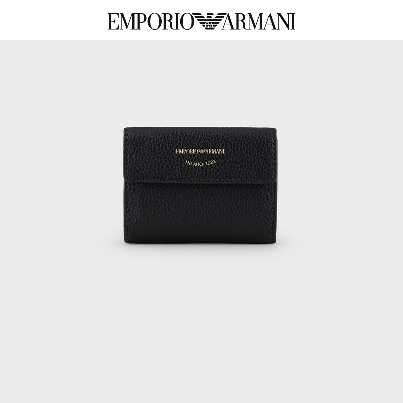 (Christmas gift) EMPORIO ARMANI Armani printed LOGO leather short wallet for women