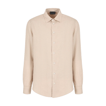 EMPORIO ARMANI Armani 2024 Summer Uniform Linen Lapel Long Sleeve Solid Color Shirt for Men and Women