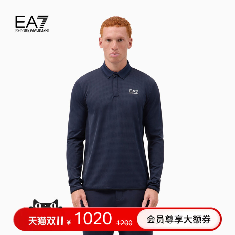 Emporio Armani/Armani Ea7/Autumn and Winter New Men's Lapel Long-Sleeved Right-Shoulder Golf Polo Shirt