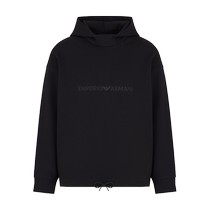 EMPORIO ARMANI Armani 2024 Autumn Mens Cotton Hooded Drop Shoulder Embroidered Loose Sweatshirt