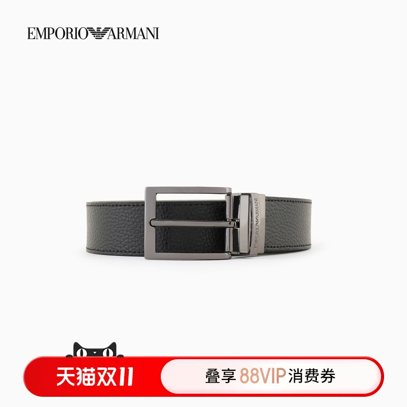 Emporio Armani/Armani Autumn and Winter Men's Double-Sided Old Money Style Black Business Pin Buckle Belt Width 3.5cm