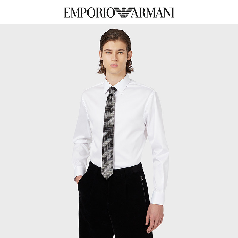 EMPORIO ARMANI Armani Stretch Twill Slim Fit Long Sleeve Shirt Men