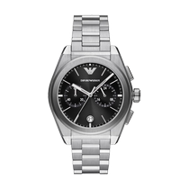 EMPORIO ARMANI Armani mens casual business steel strap two-eye large dial quartz watch official